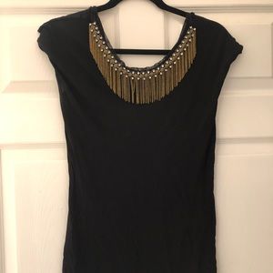 ALICE AND OLIVIA Fringe Chain Tie-Back Top